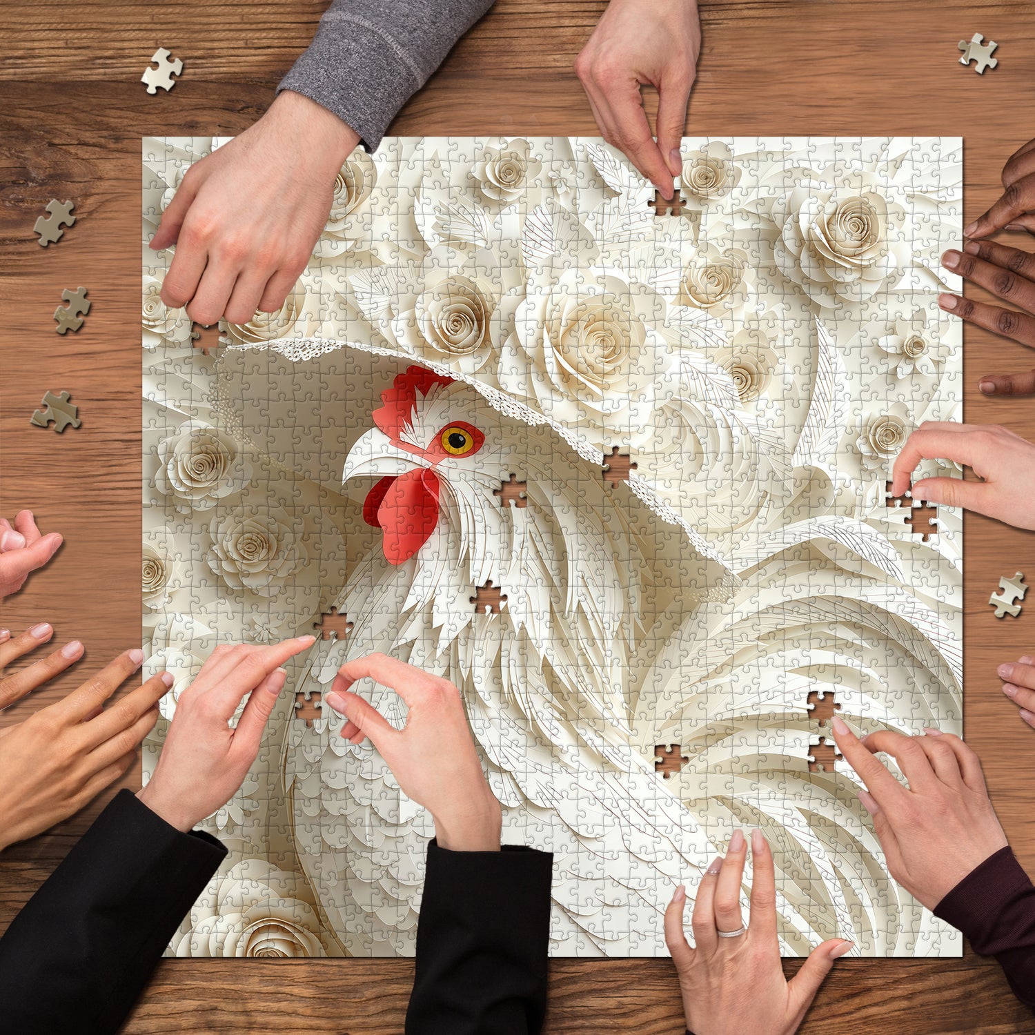 Elegantes Blumen-Hahn-Puzzle, 1000 Teile