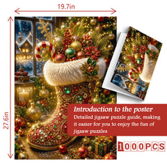 Festliches Weihnachtsmann-Stiefel-Puzzle, 1000 Teile