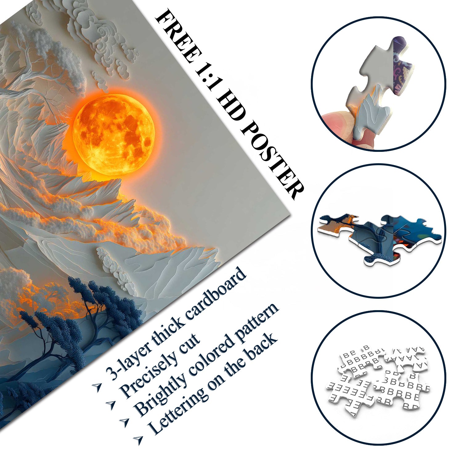 Mondbeschienene Berge Puzzle 1000 Teile