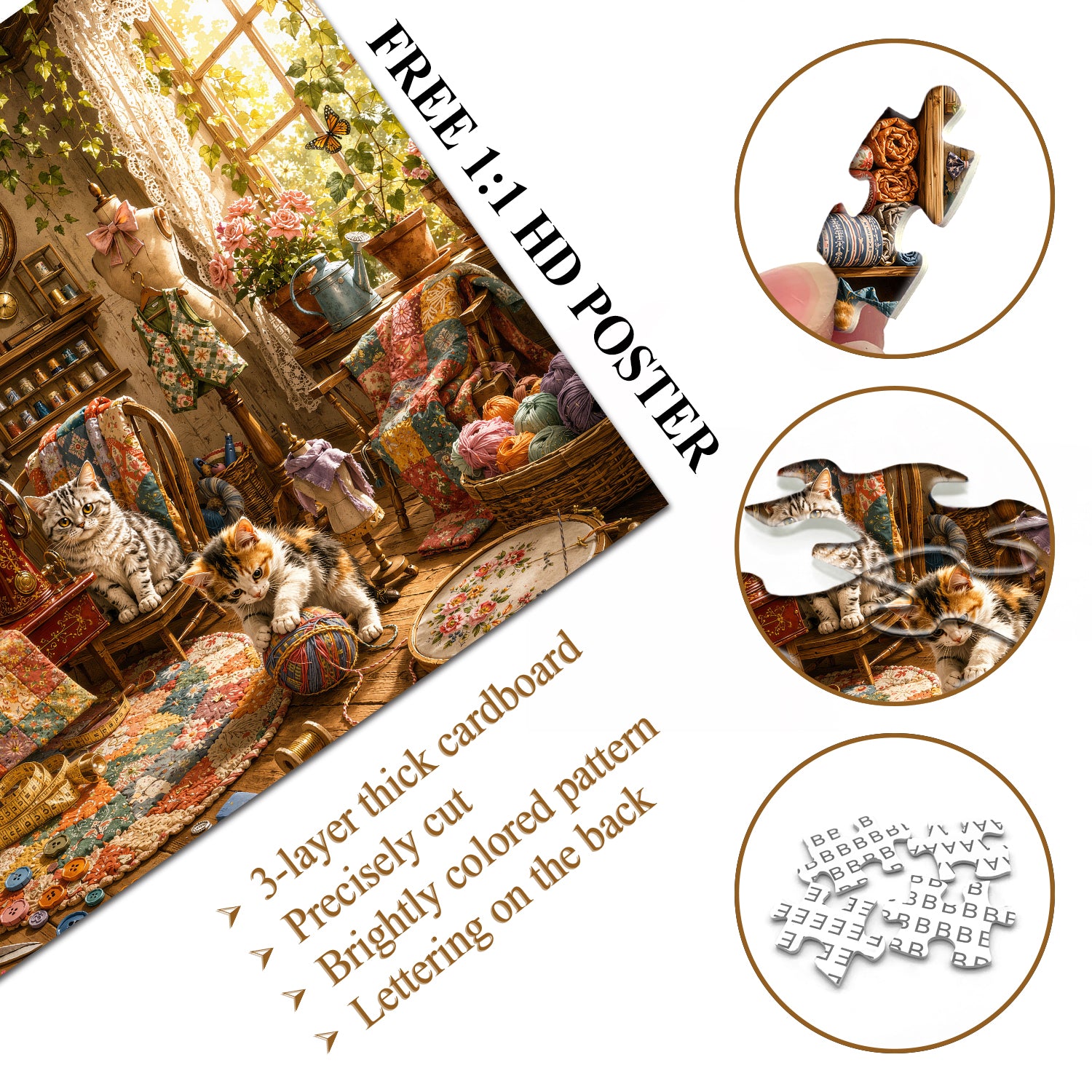 Sewing Cat Cottage Jigsaw Puzzle 1000 Pieces