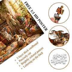 Sewing Cat Cottage Jigsaw Puzzle 1000 Pieces