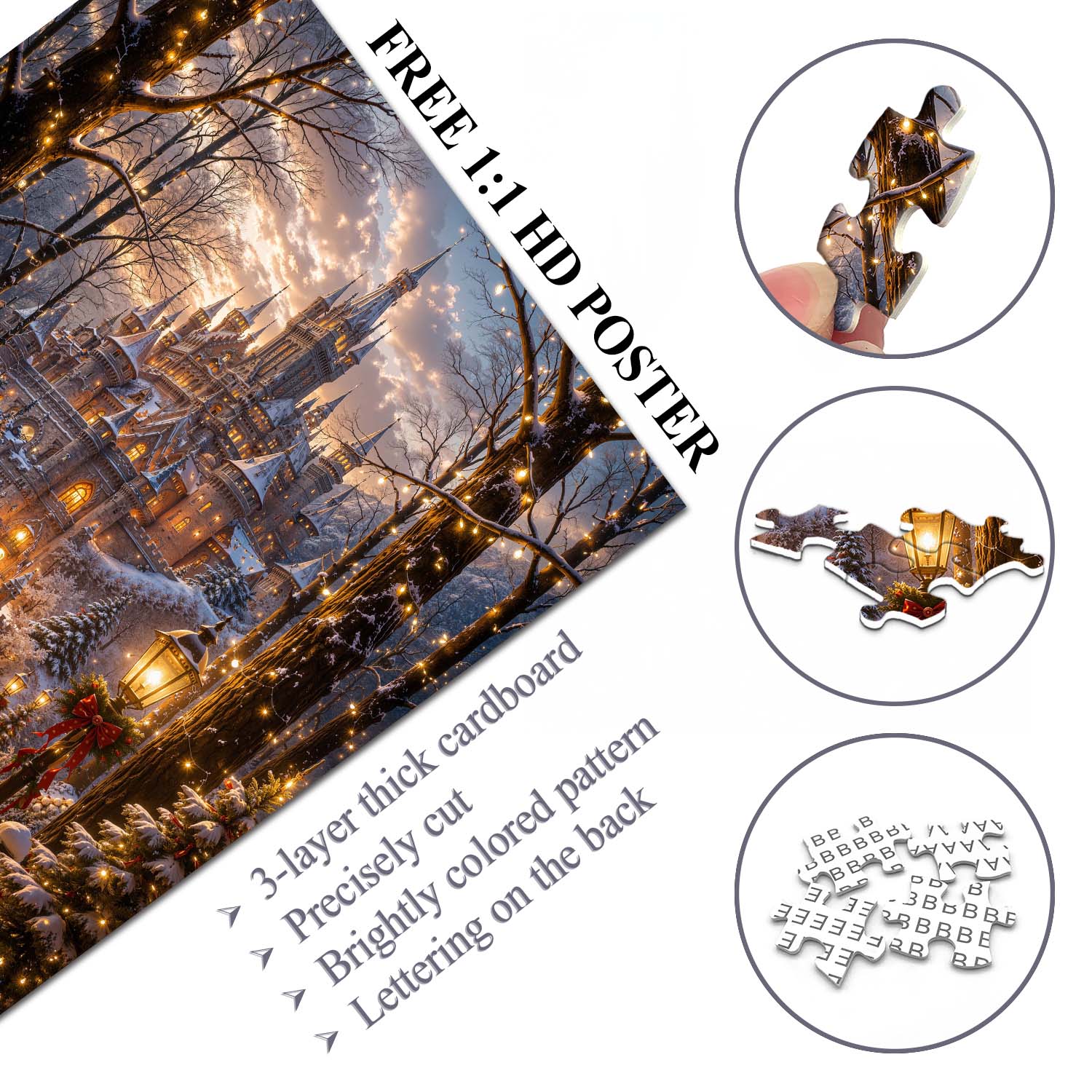 Winter Castle Glow Puzzle 1000 Teile
