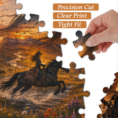 Western Rider Glow Flag Jigsaw Puzzle 1000 Pieces