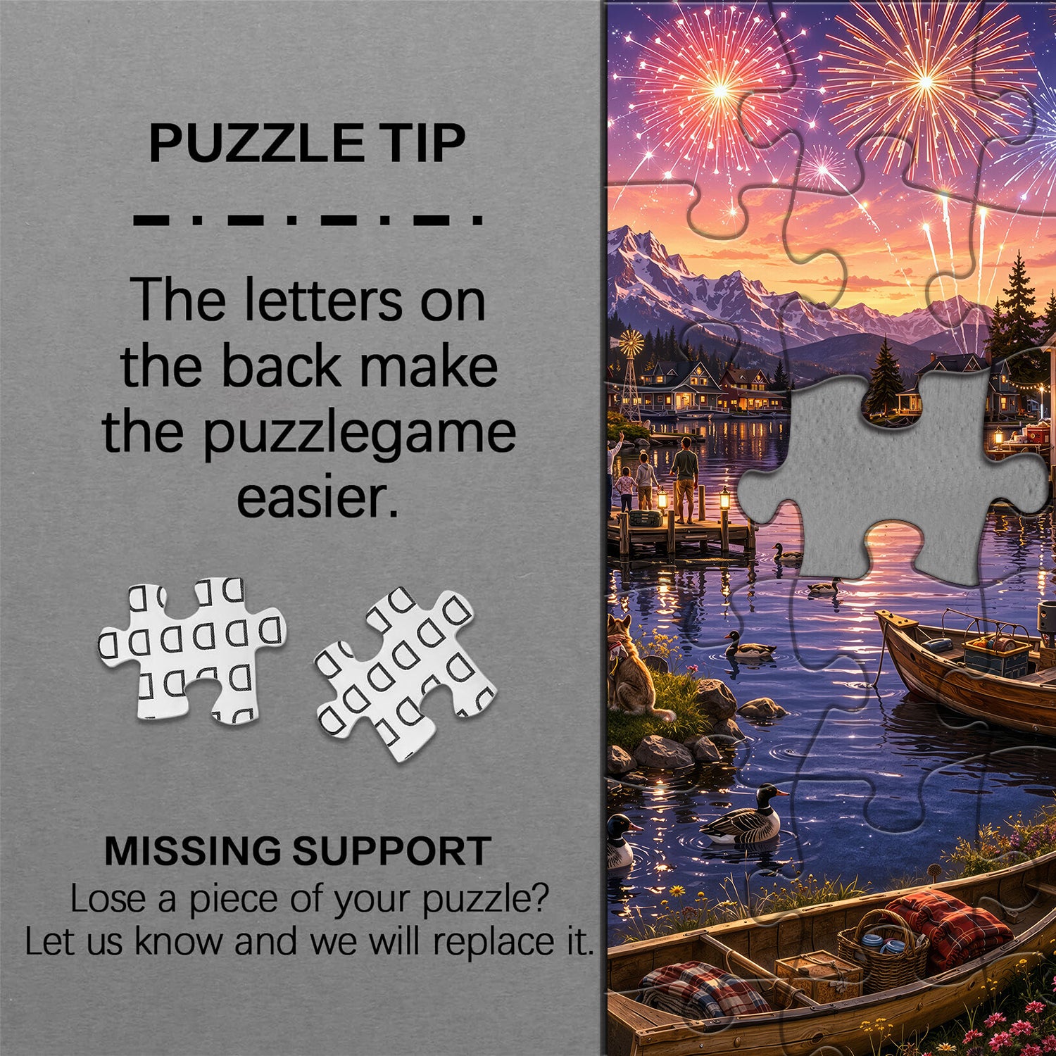 Lakeside Firework Glow Jigsaw Puzzle 1000 Pieces