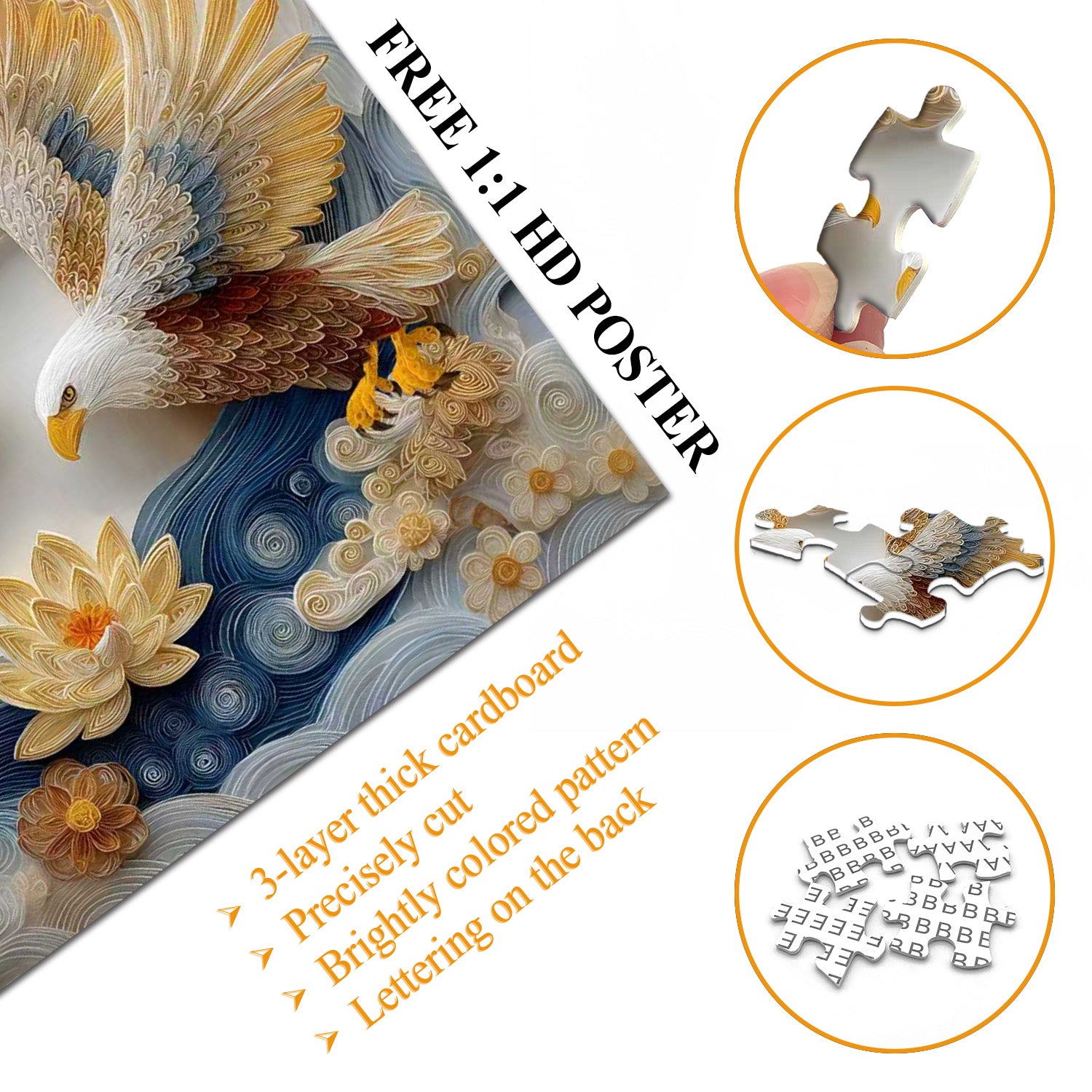 Quilled Twin Eagles Jigsaw Puzzle 1000 Pieces