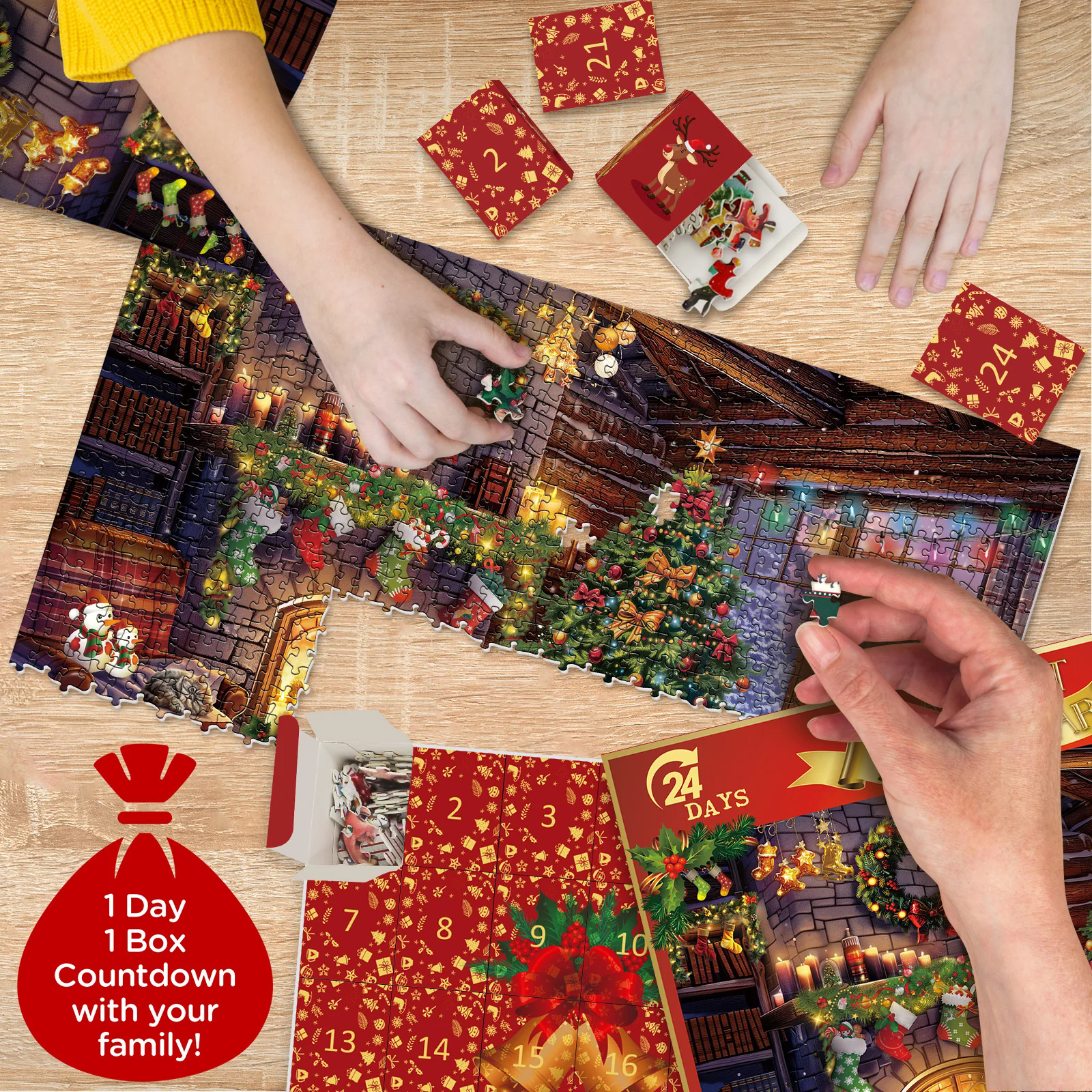 Yuletide Gleam Advent Calendar Jigsaw Puzzle 1000 Pieces