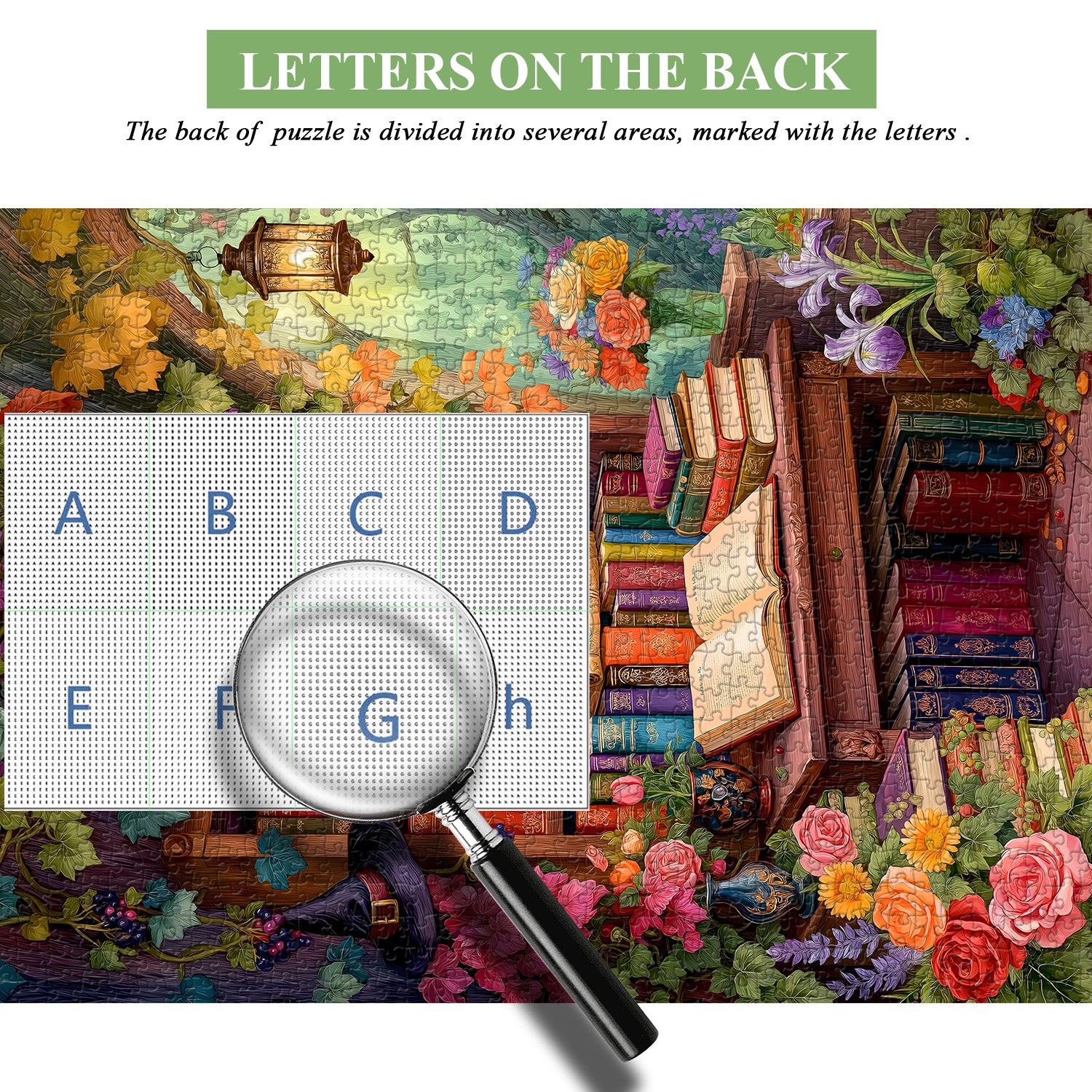 Blumen-Bücherregal-Puzzle 1000 Teile