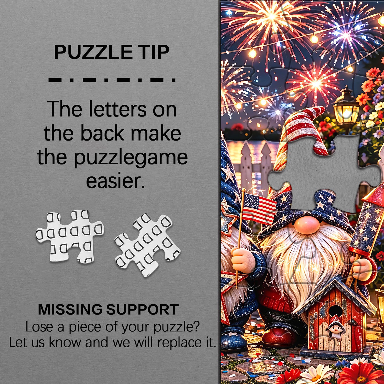 Firework & Flag Gnomes Jigsaw Puzzle 1000 Pieces