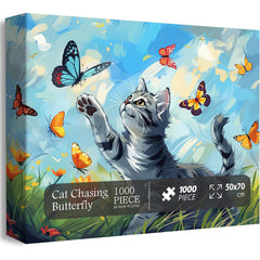 Cat Chasing Butterfly Jigsaw Puzzles 1000 Pieces