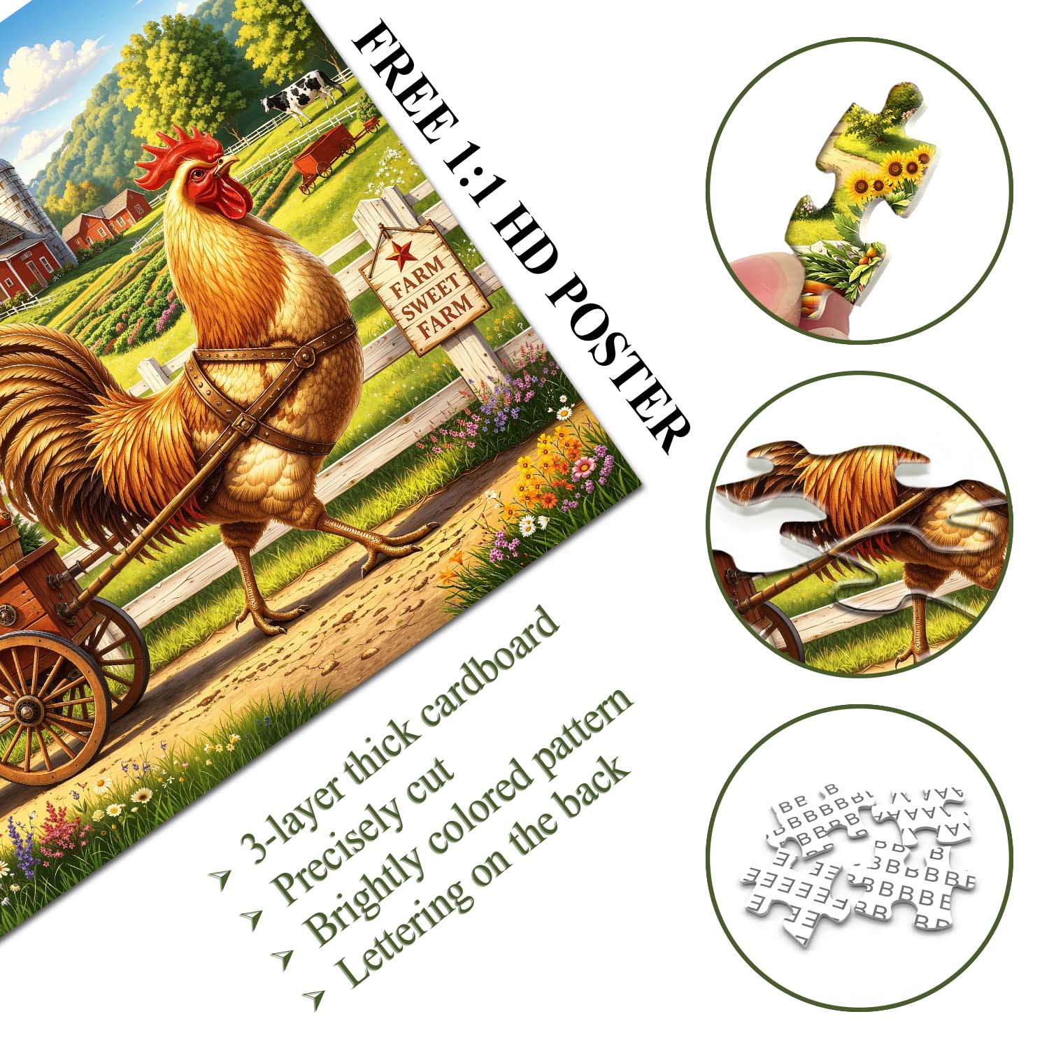 Farm Rooster Jigsaw Puzzle 1000 Pieces