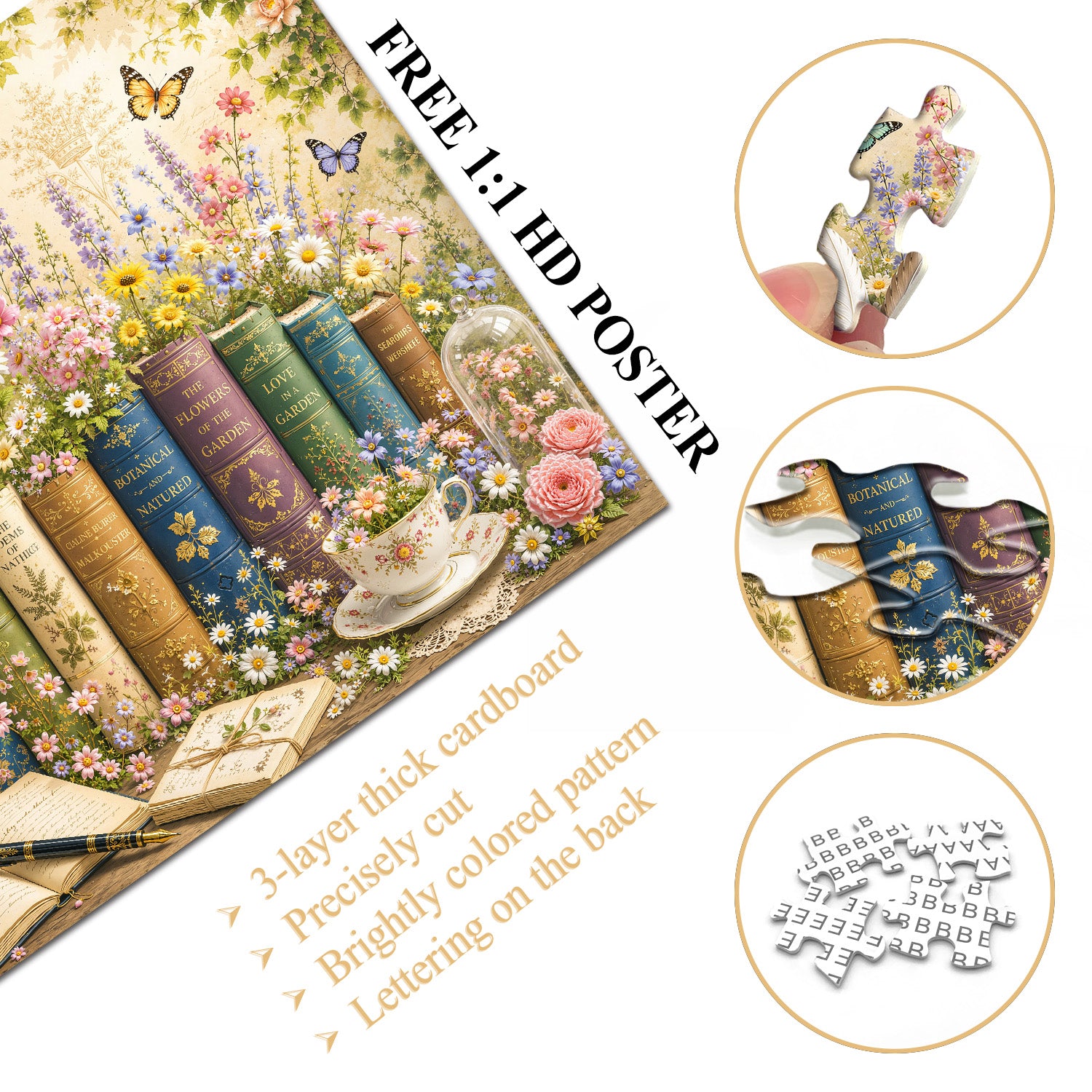 Vintage Book Blooms Jigsaw Puzzle 1000 Pieces
