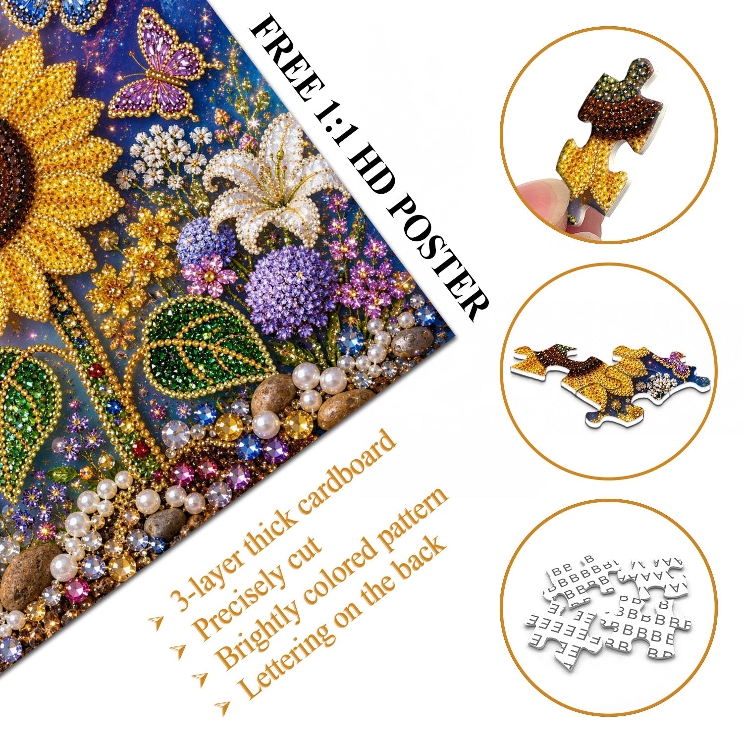 Gemstone Sunflower Jigsaw Puzzle 1000 Pieces