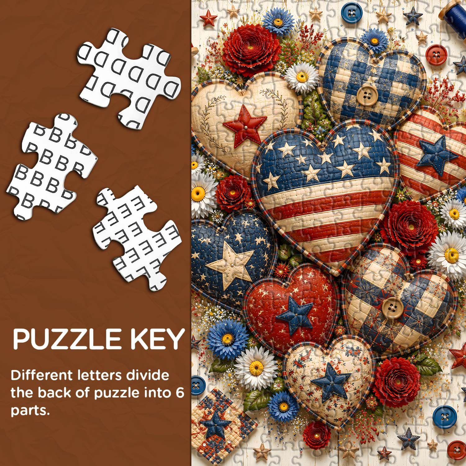 Patriotic Hearts Jigsaw Puzzle 1000 Pieces
