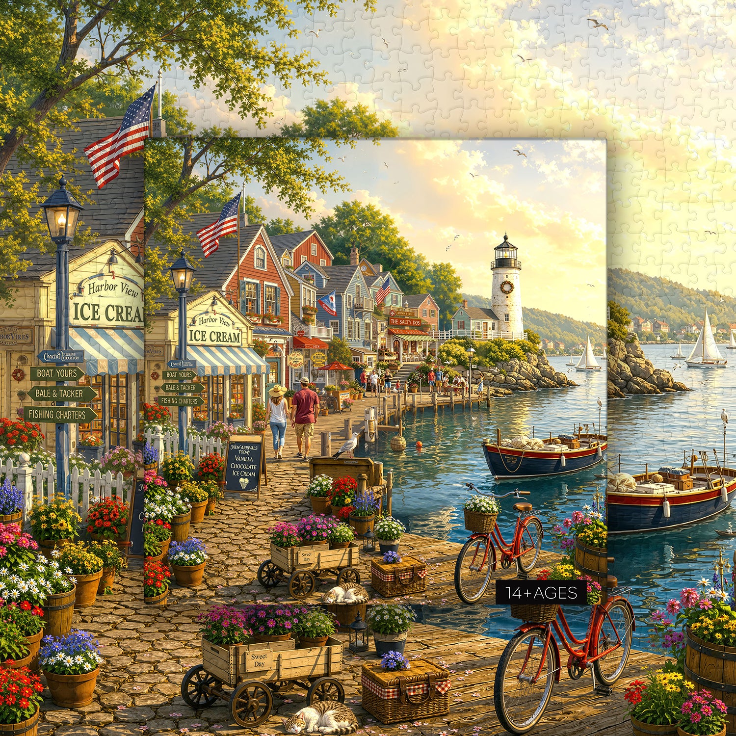 Village Harbor Jigsaw Puzzle 1000 Pieces