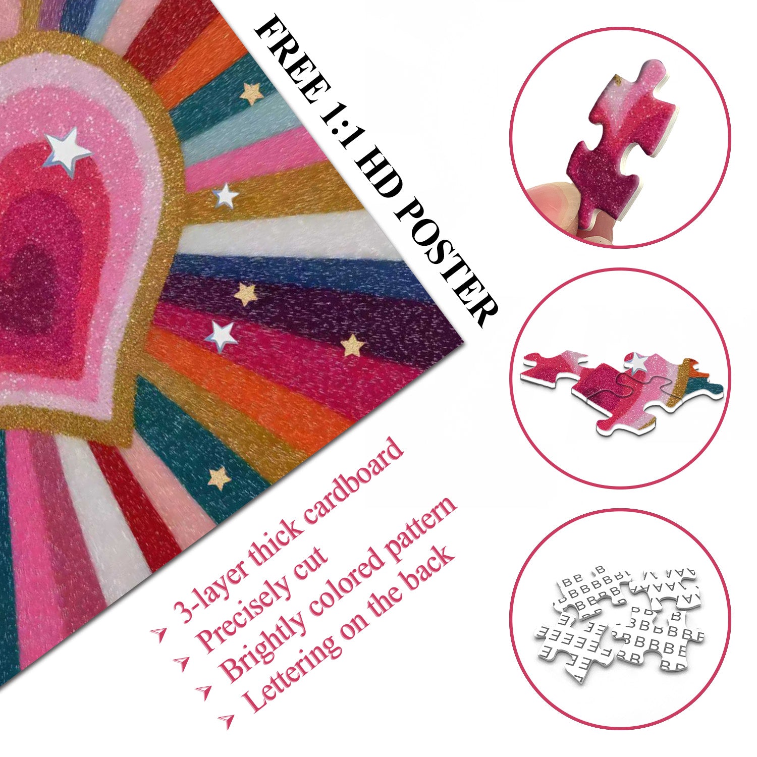 Rainbow Heart Jigsaw Puzzle 1000 Pieces