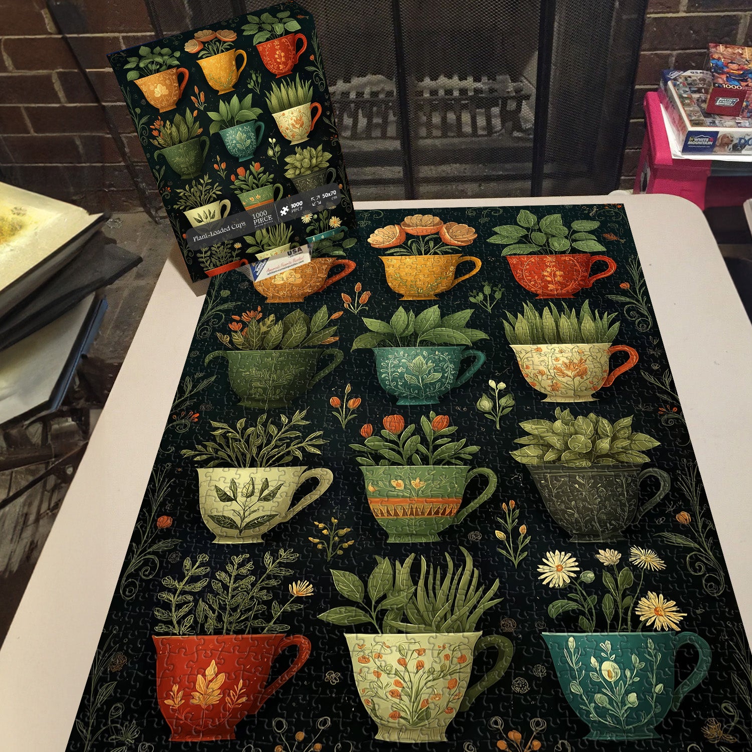 Pflanzenbeladene Tassen-Puzzle 1000 Teile