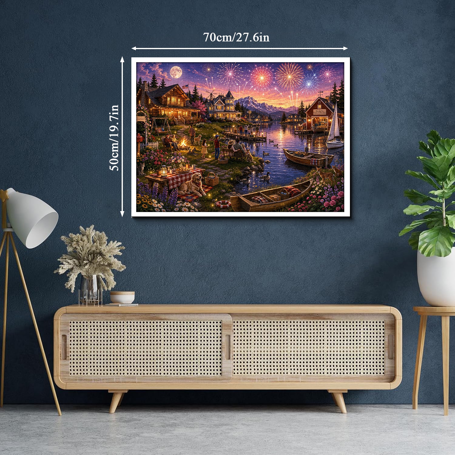 Lakeside Firework Glow Jigsaw Puzzle 1000 Pieces