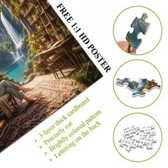 Mountain Waterfall Library Jigsaw Puzzle 1000 Pieces