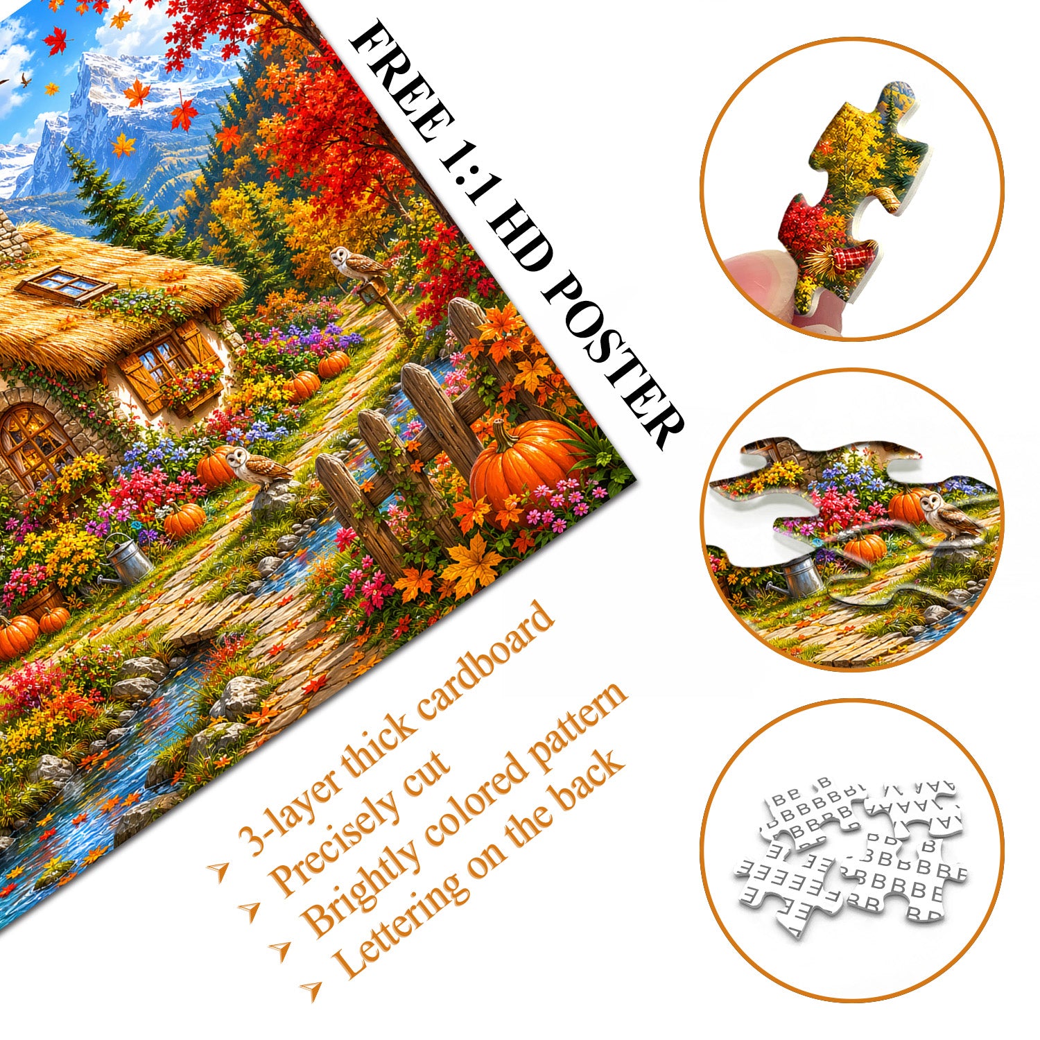 Fall Pumpkin Cottage Jigsaw Puzzle 1000 Pieces