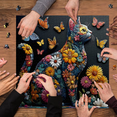 Butterfly Floral Feline Jigsaw Puzzle 1000 Pieces