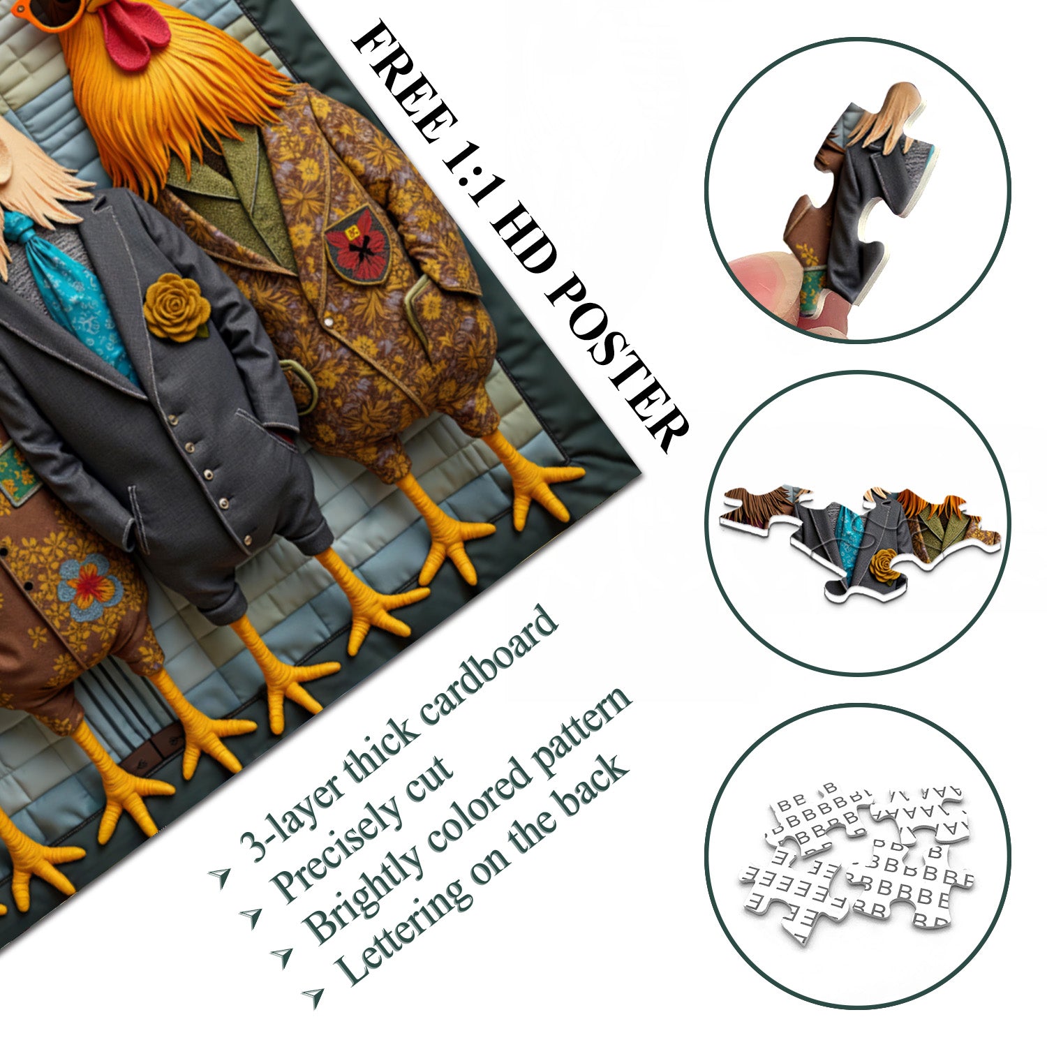 Runway Roosters Jigsaw Puzzle 1000 Pieces