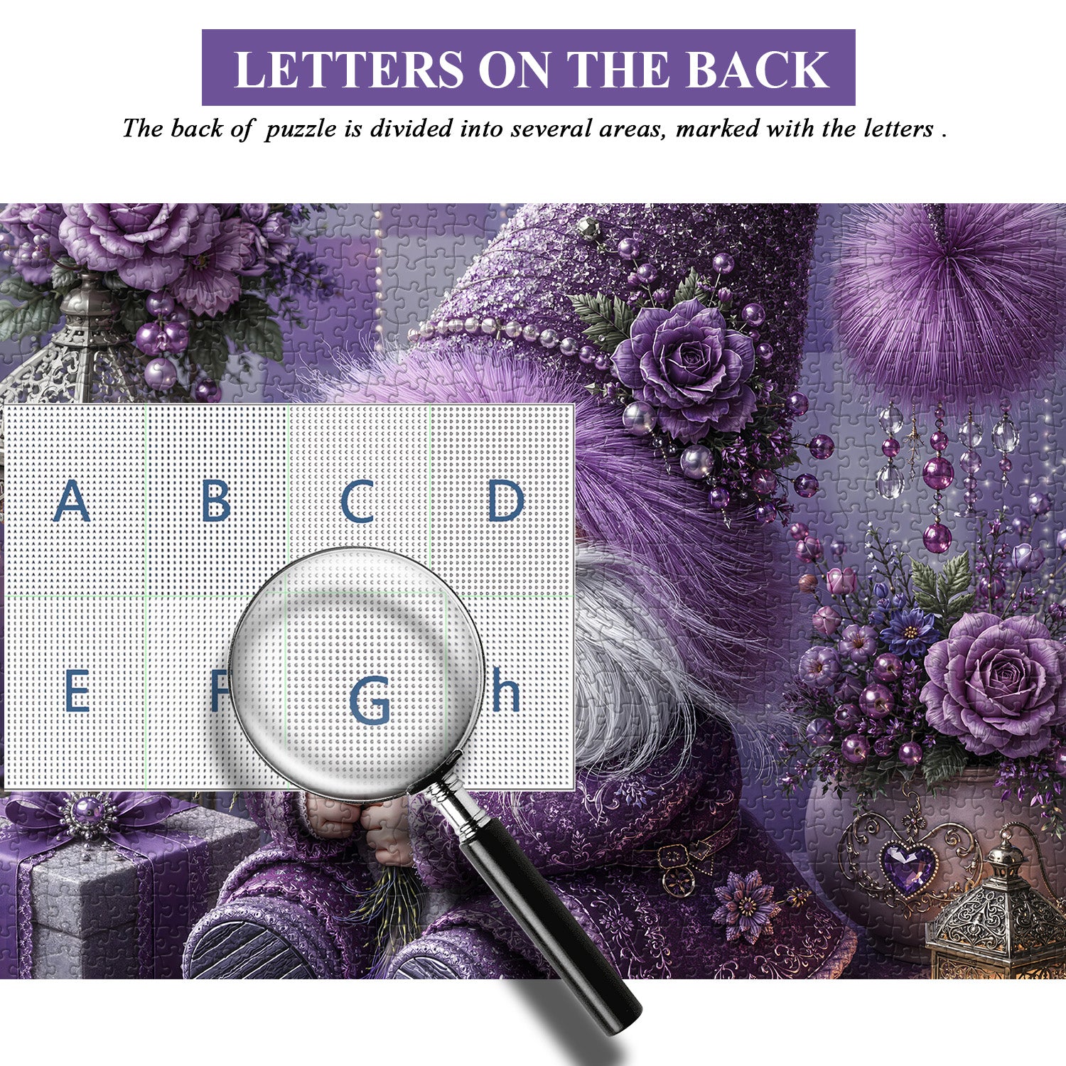 Purple Floral Gnome Jigsaw Puzzle 1000 Pieces