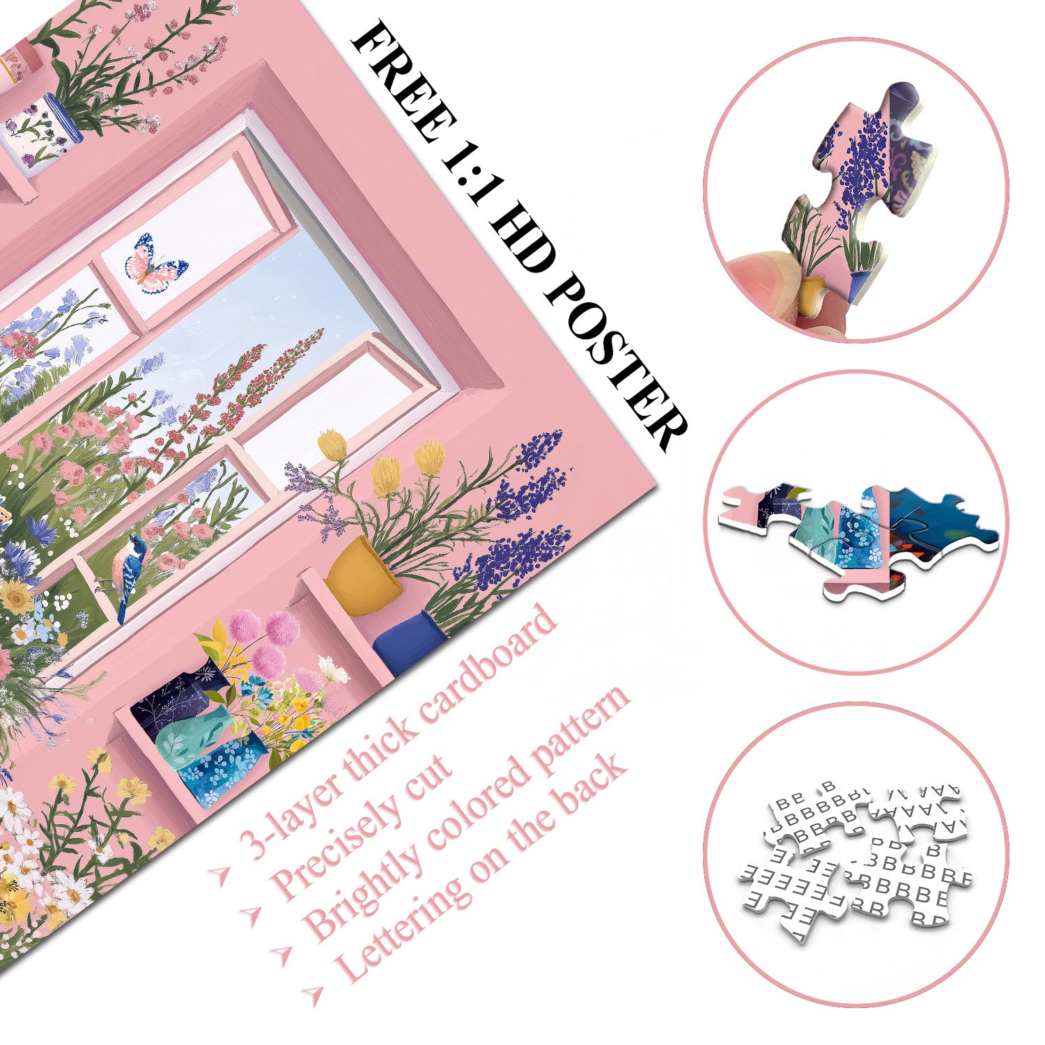 Blumenfenstergarten-Puzzle 1000 Teile