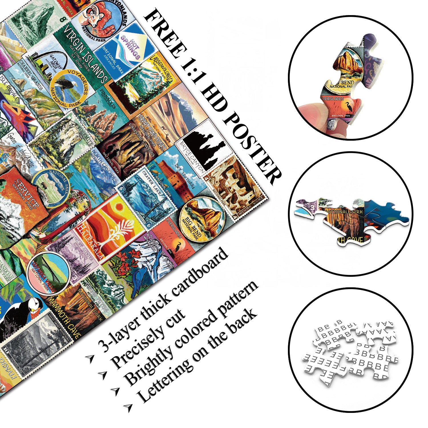 National Park Stamps Jigsaw Puzzle 1000 Pieces