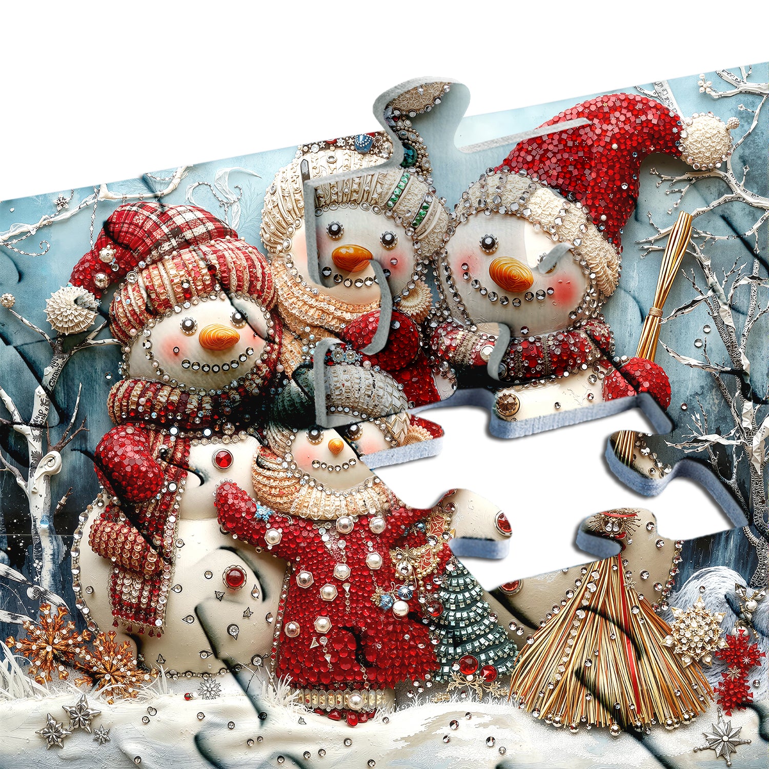 Beaded Snow Family Jigsaw Puzzle 1000 Pieces