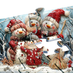 Beaded Snow Family Jigsaw Puzzle 1000 Pieces