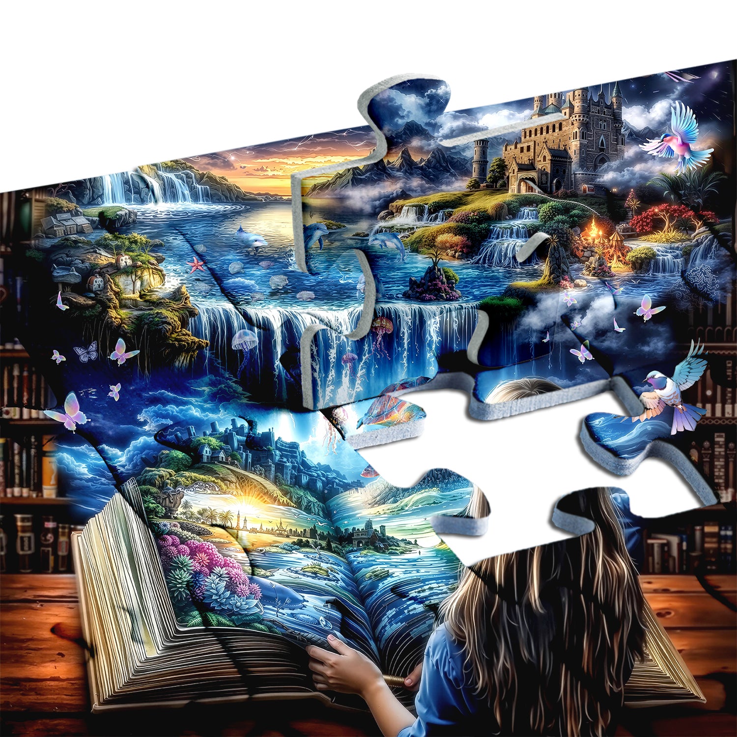 Whimsical Dream Library Jigsaw Puzzle 1000 Pieces