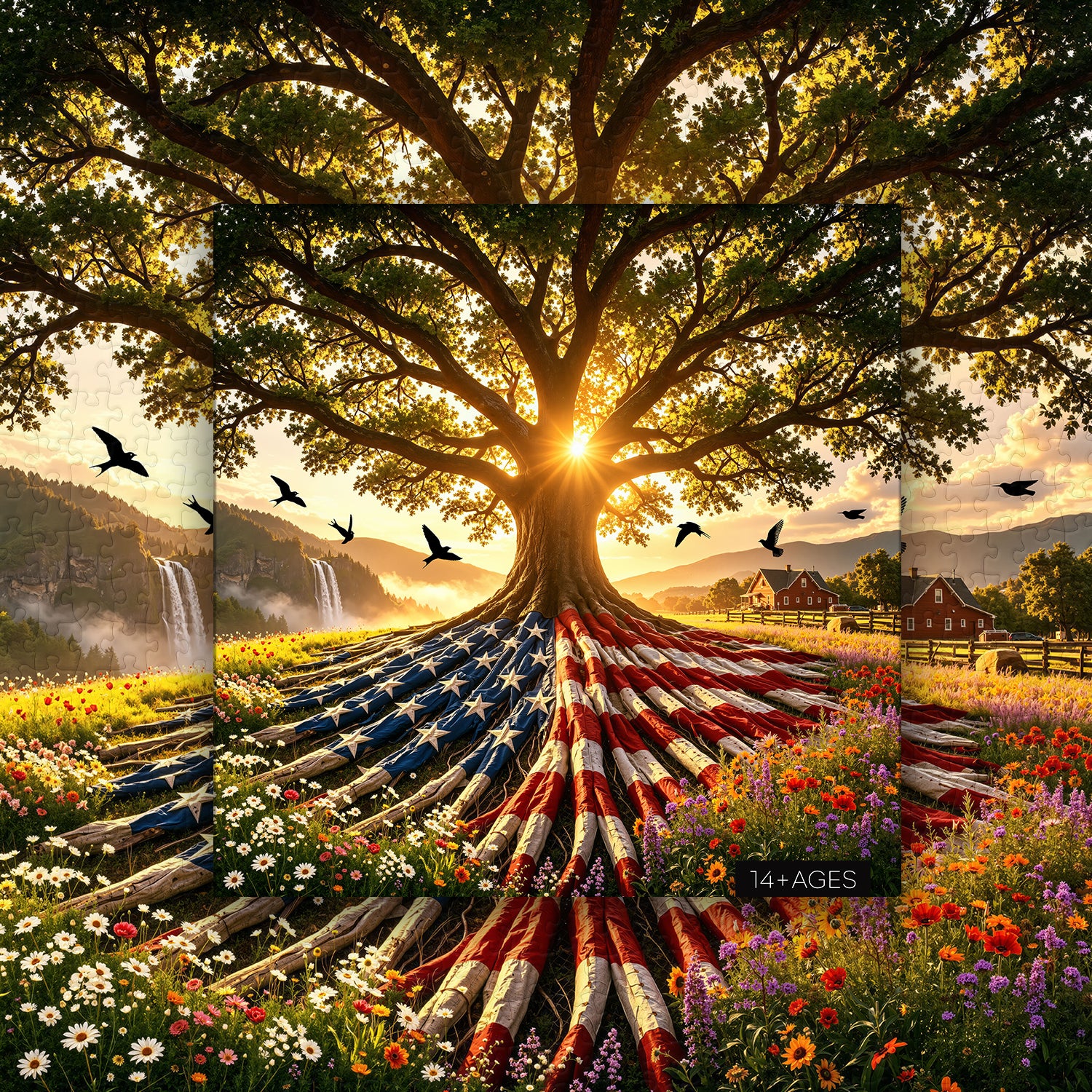 Flag Roots Sunset Oak Puzzle 1000 Teile