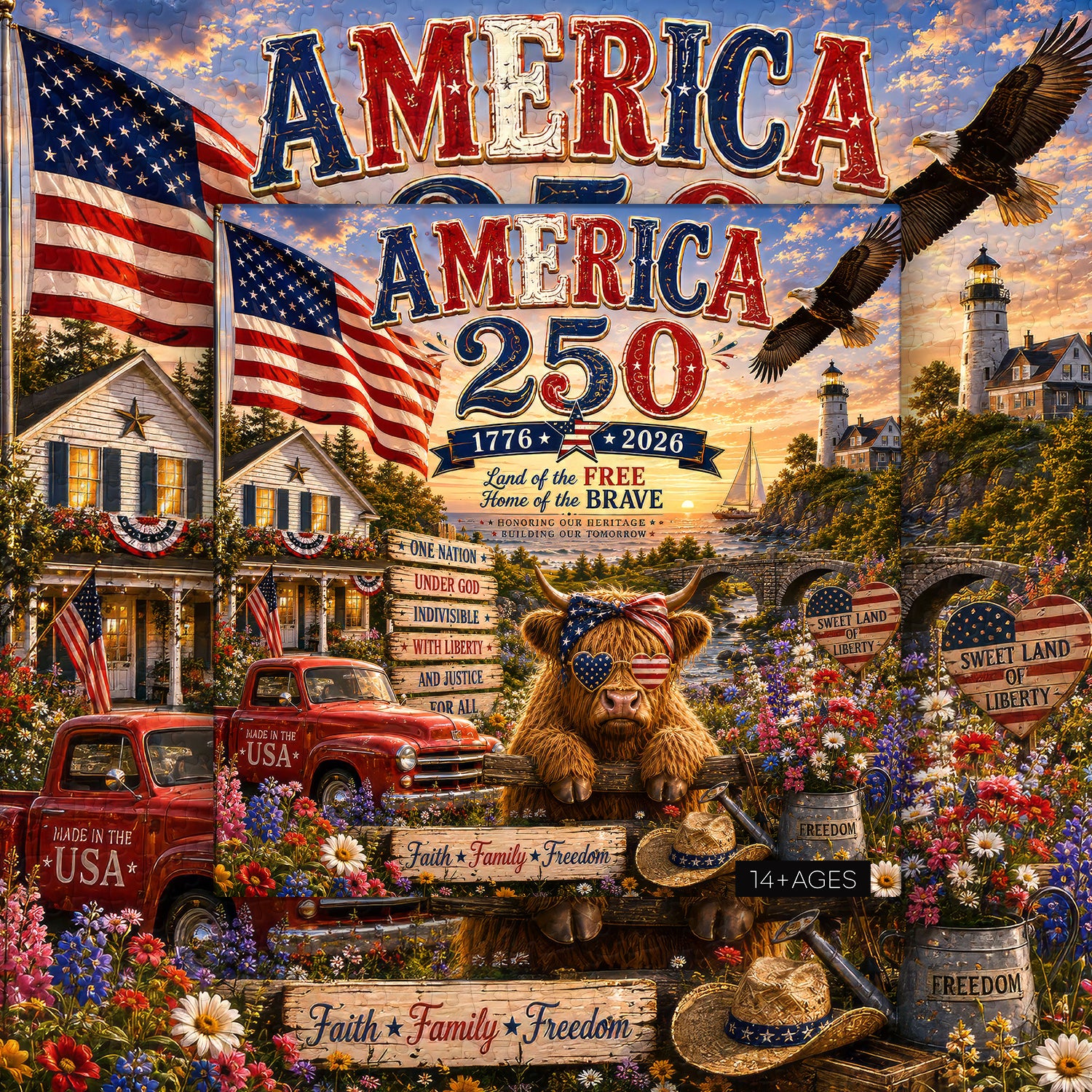 Patriotisches Hochlandkuh-Puzzle, 1000 Teile