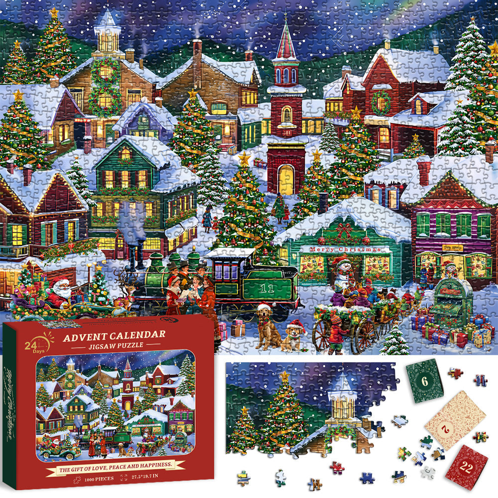 Christmas Joyous Town Advent Calendar Jigsaw Puzzle 1000 Pieces