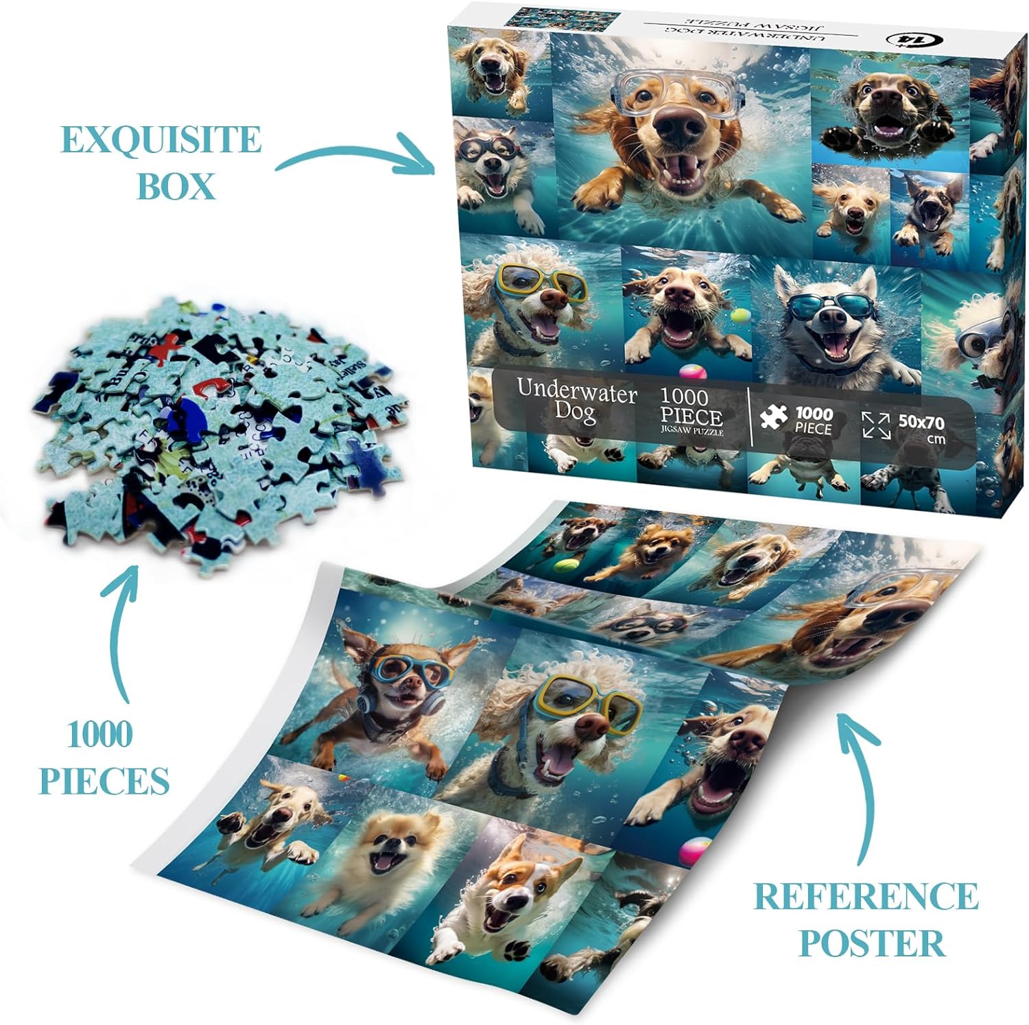 Underwater Dogs Jigsaw Puzzles 1000 Pieces