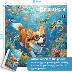 Diving Corgi Dog Jigsaw Puzzle 1000 Pieces