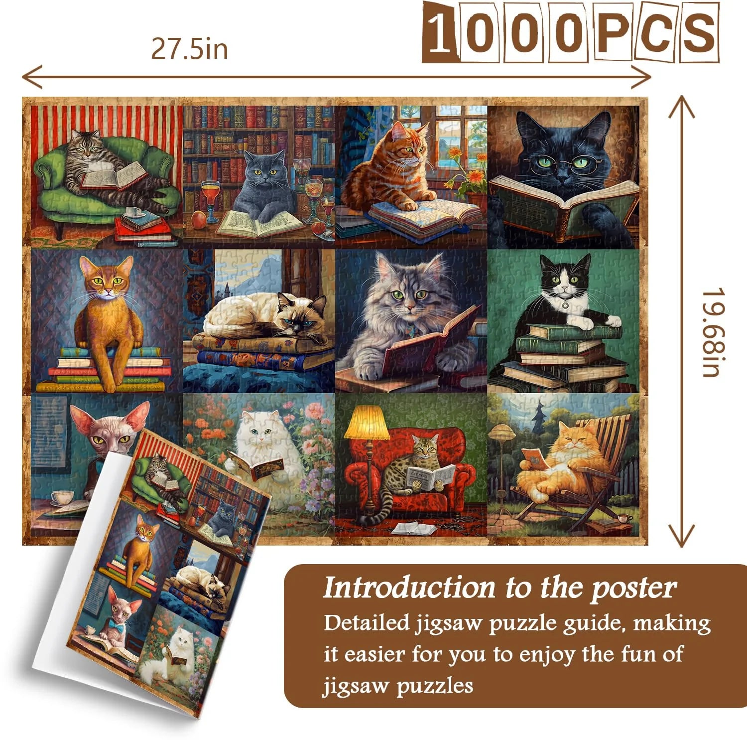 Cat and Books Jigsaw Puzzle 1000 Pieces