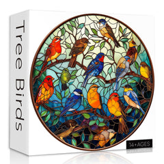 Stained Glass Bird Tree Jigsaw Puzzle 1000 Pieces