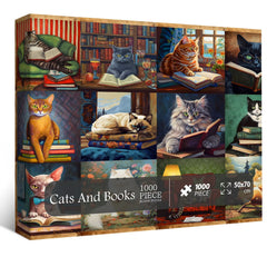 Cat and Books Jigsaw Puzzle 1000 Pieces