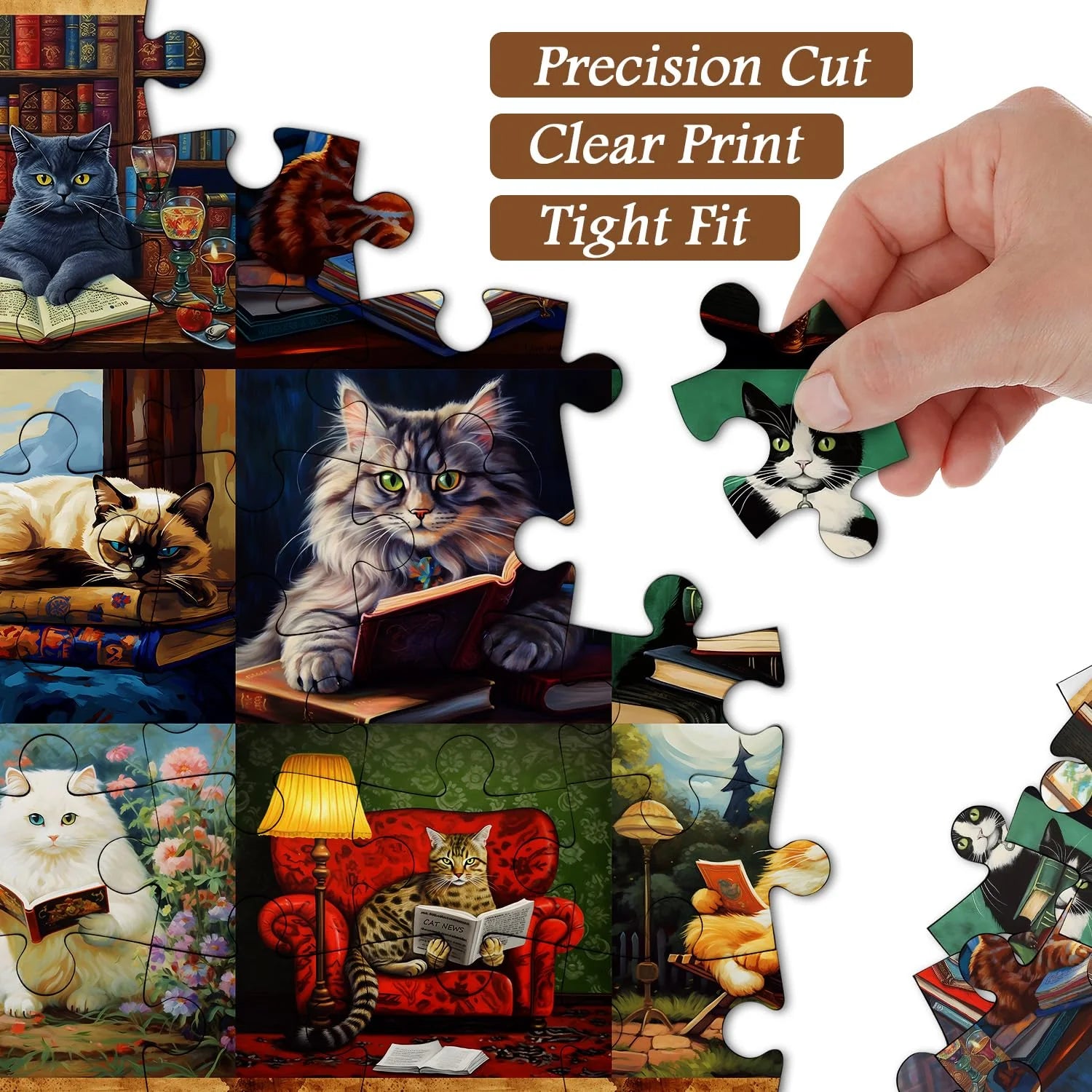 Cat and Books Jigsaw Puzzle 1000 Pieces