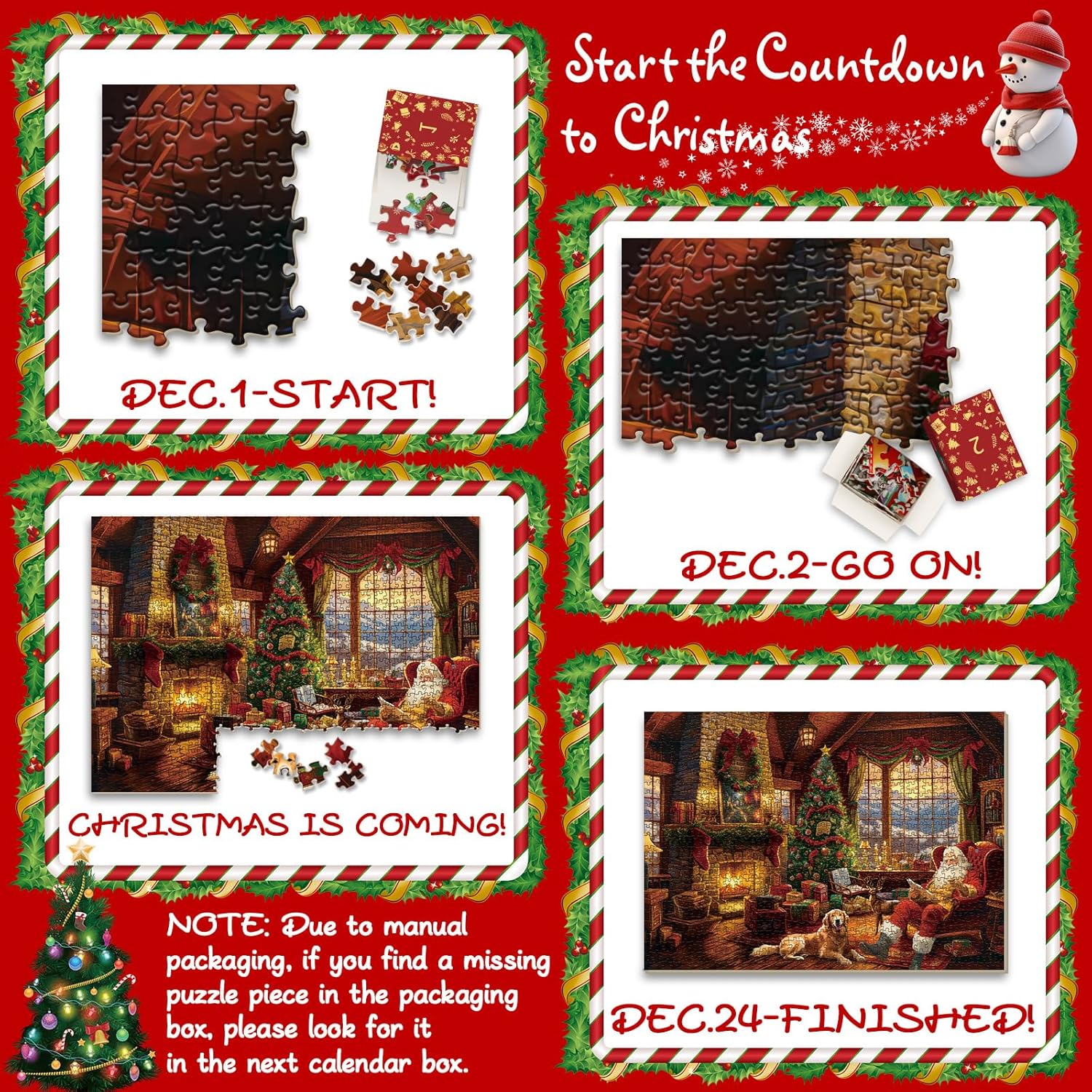 Cozy Hearth Advent Calendar Jigsaw Puzzle 1000 Pieces