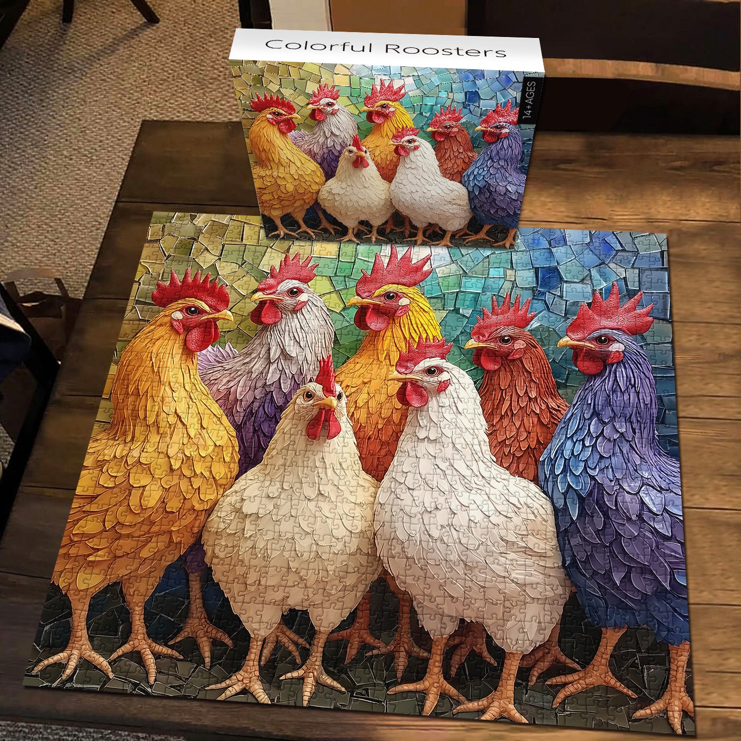 Colorful Roosters Jigsaw Puzzle 1000 Pieces