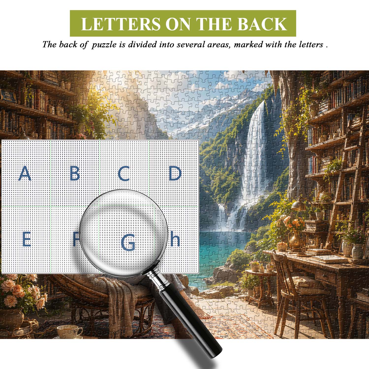 Mountain Waterfall Library Jigsaw Puzzle 1000 Pieces