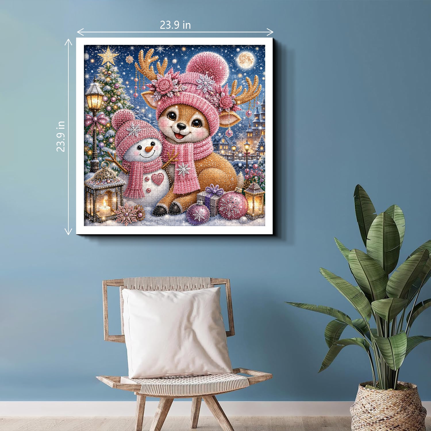 Sternenklares rosa Rentier-Puzzle, 1000 Teile