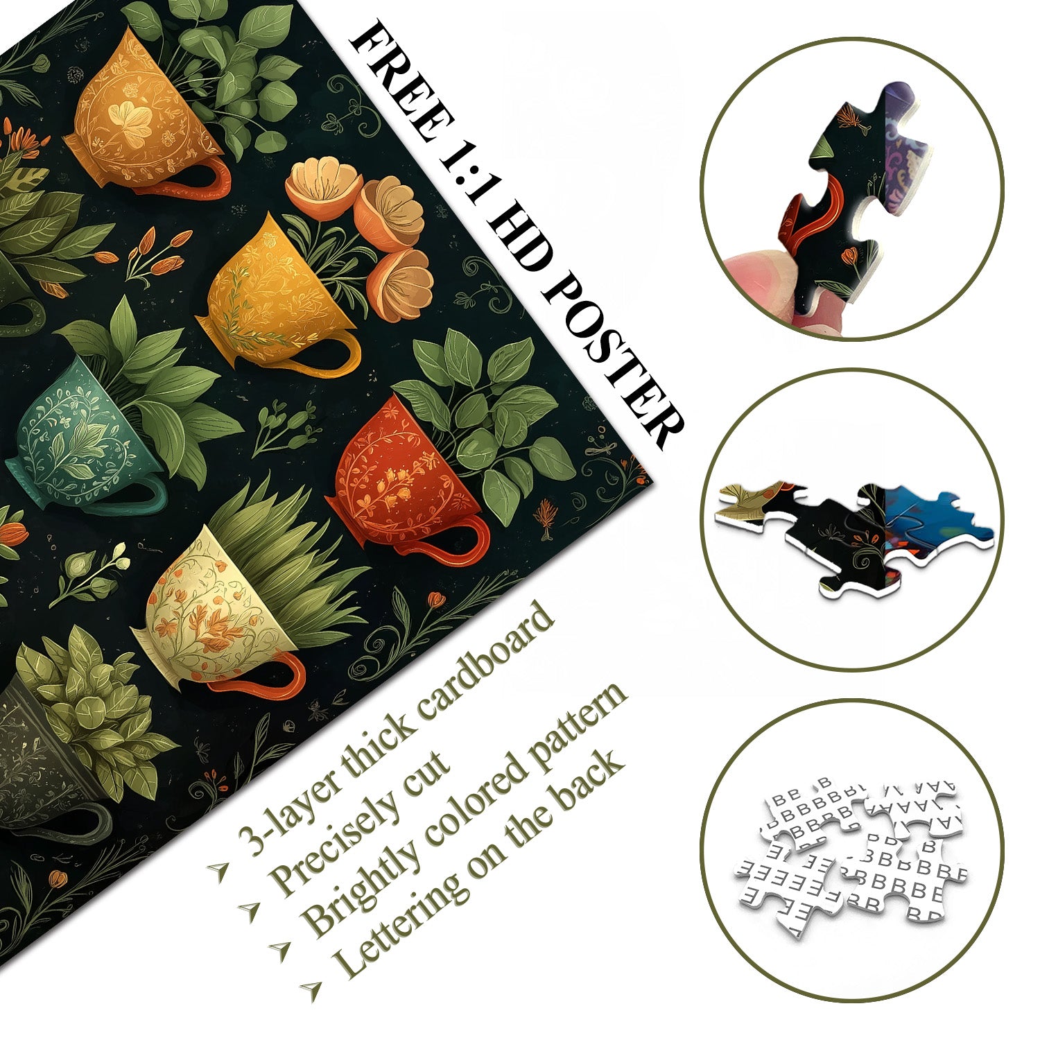 Pflanzenbeladene Tassen-Puzzle 1000 Teile