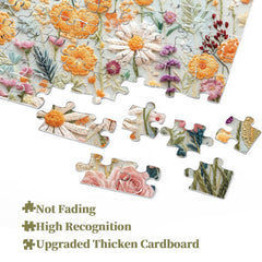 Embroidered Flowers Jigsaw Puzzle 1000 Pieces