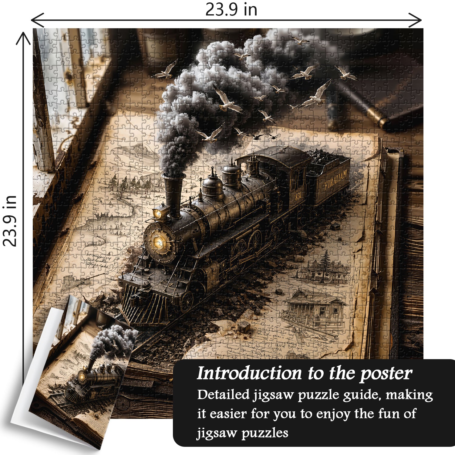 Vintage Book Trains Jigsaw Puzzle 1000 Pieces