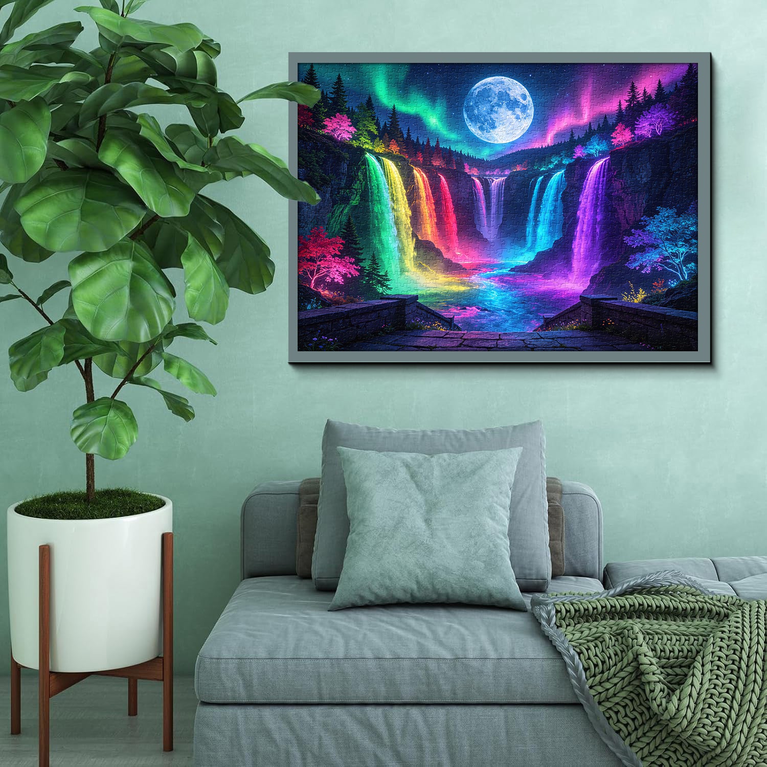 Moonlit Rainbow Falls Jigsaw Puzzle 1000 Pieces
