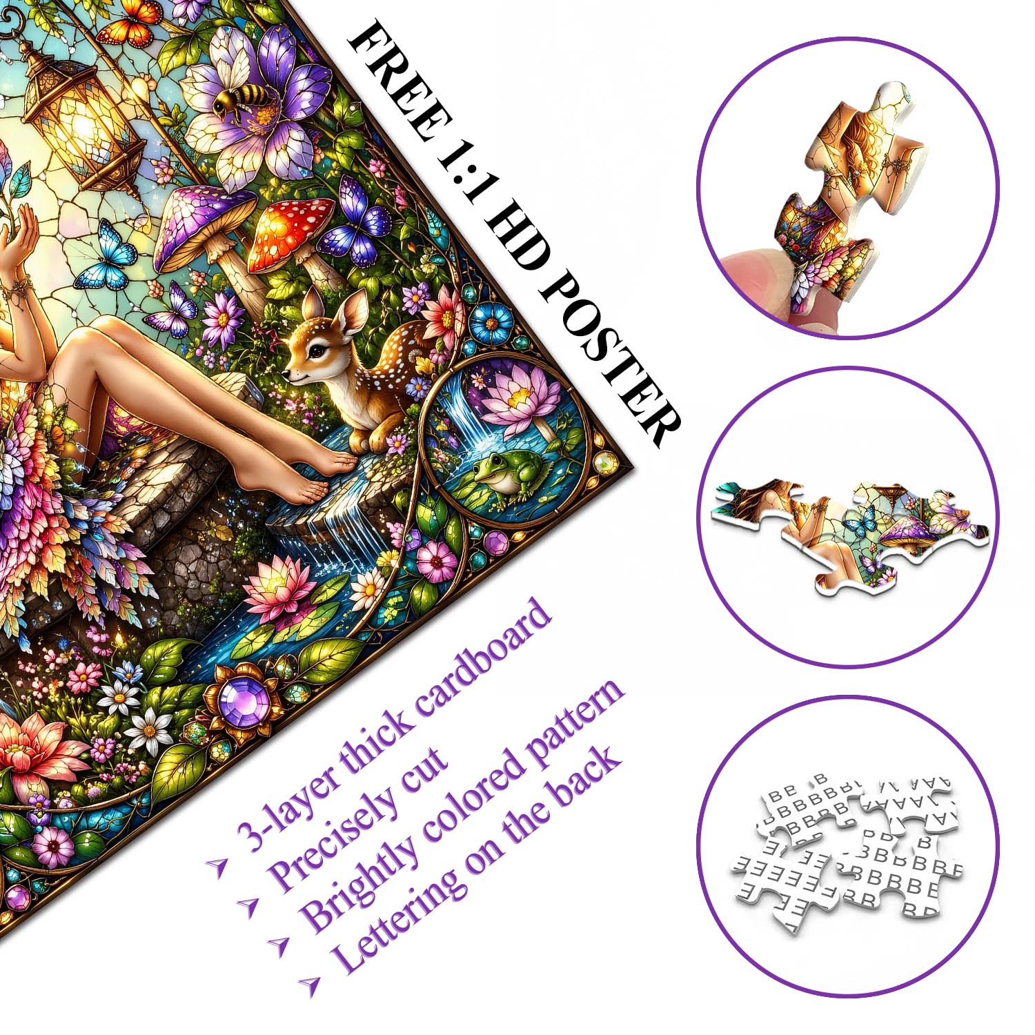 Buntglas-Feen-Puzzle, 1000 Teile