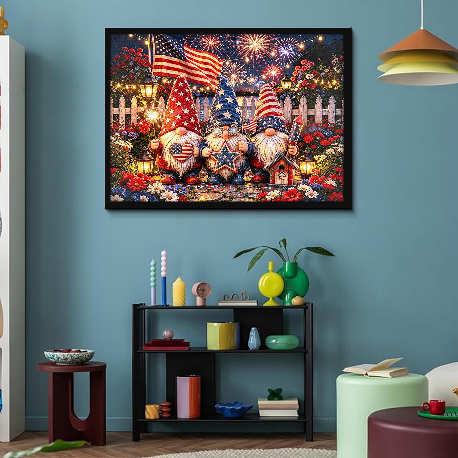 Firework & Flag Gnomes Jigsaw Puzzle 1000 Pieces